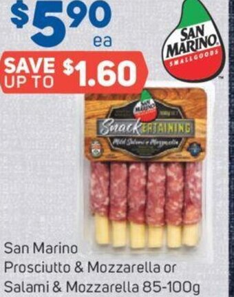 Foodland San Marino Prosciutto & Mozzarella or Salami & Mozzarella 85-100g offer