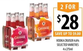 Supabarn Vodka Cruiser 4.6% Selected Varieties 4 x 275ml offer