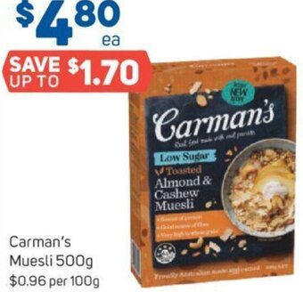 Foodland Carman's Muesli 500g offer