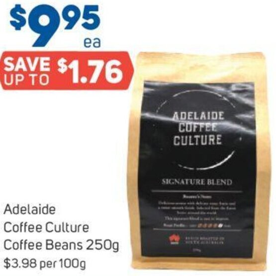 Adelaide Coffee Culture Coffee Beans 250g offer at Foodland