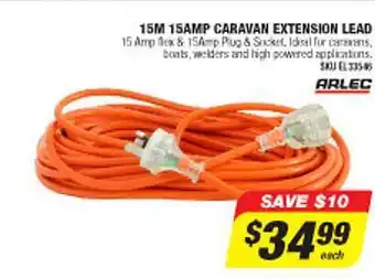 Autobarn 15m 15amp caravan extension lead arlec offer