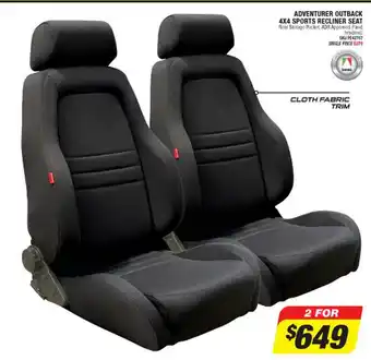 Autobarn Adventurer outback 4x4 sports recliner seat offer