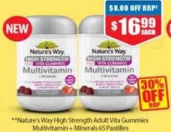 Chemist Warehouse Nature's way high strength adult vita gummies multivitamin + minerals offer