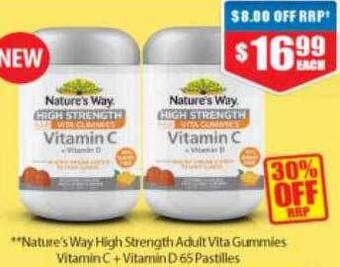 Chemist Warehouse Nature's way high strength adult vita gummies vitamin c + vitamin d offer