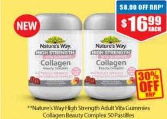 Chemist Warehouse Nature's way high strength adult vita gummies collagen beauty complex offer
