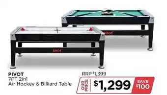 Pivot 7ft 2in1 air hockey & billiard table