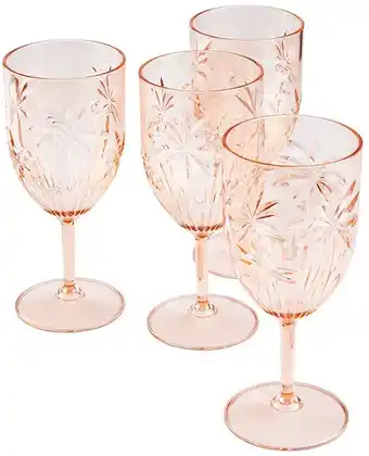 Kmart 4 pink palm acrylic wine glasses offer