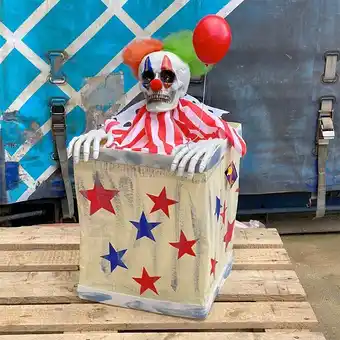 Lombard Clown in a box with light, sound and movement 80cm ea limited stock offer