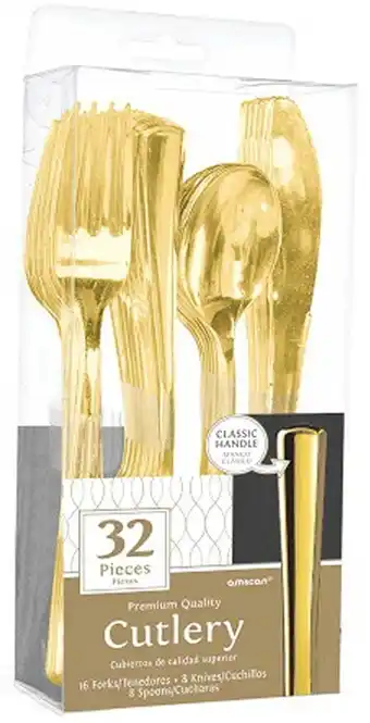 Cutlery metallic gold pk 32