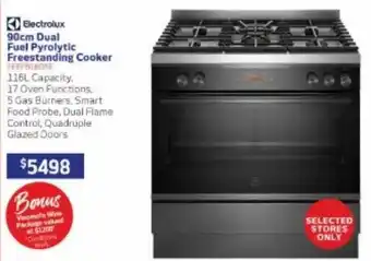 Retravision Electrolux 90cm dual fuel pyrolytic freestanding cooker offer