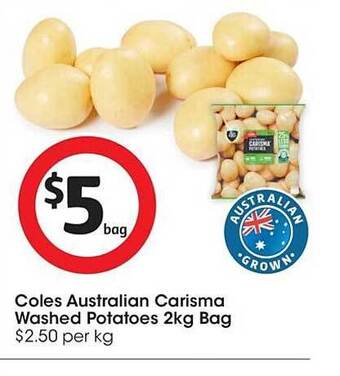 Coles Coles australian carisma washed potatoes 2kg bag offer