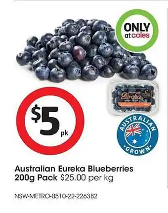 Coles Australian eureka blueberries offer