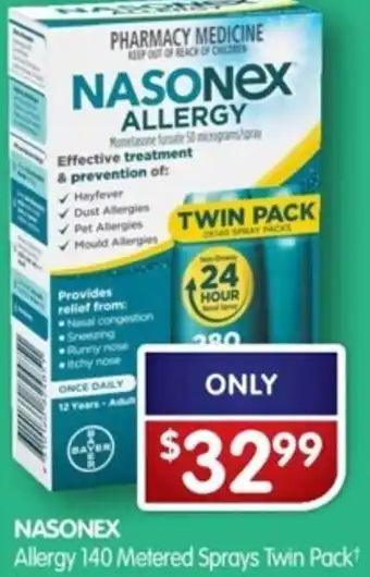 Alliance Pharmacy Nasonex Allergy 140 Metered Sprays Twin Pack offer