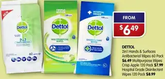 Alliance Pharmacy Dettol 2In1 Hands & Surfaces Antibacterial Wipes 60 Pack offer