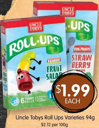 Spudshed Uncle Tobys Roll Ups Varieties 94g offer
