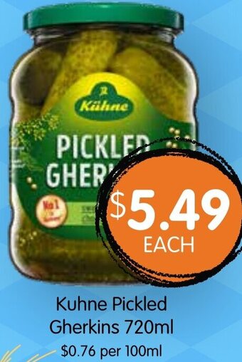 Spudshed Kuhne Pickled Gherkins 720ml offer