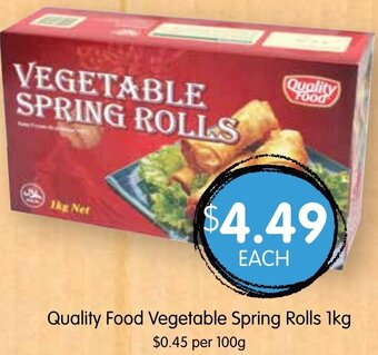 Spudshed Quality Food Vegetable Spring Rolls 1Kg offer