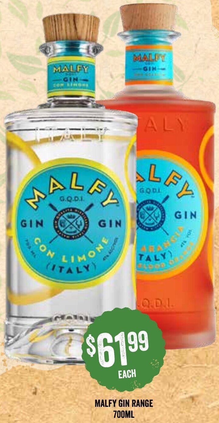 Malfy Gin Range 700ml offer at Spudshed