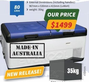 Down Under II Dual Zone Fridge/Freezer- Iconic EveKool Blue