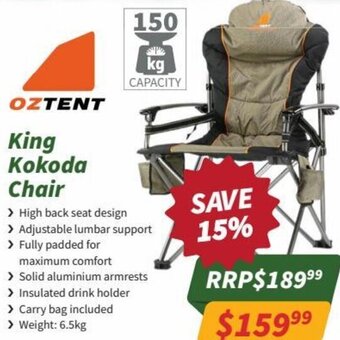 Tentworld King Kokoda Chair offer
