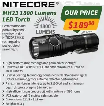 MH23 1800 Lumens LED Torch