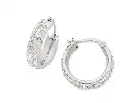 Bevilles Jewellery 20mm White Stainless Steel Pave Crystal Hoop Earrings offer