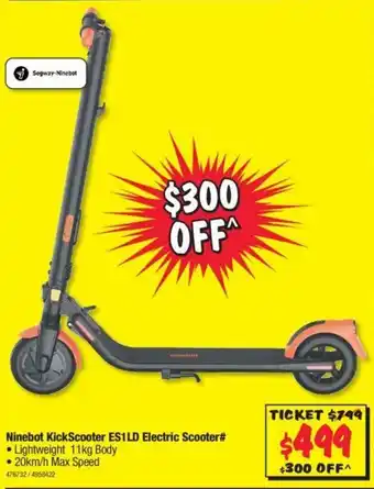 JB Hi-Fi Ninebot KickScooter ES1LD Electric Scooter# - 476732 offer