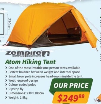 Tentworld Atom Hiking Tent offer