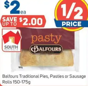 Foodland Balfours Traditional Pies, Pasties or Sausage Rolls 150-175 g offer