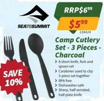 Camp Cutlery Set - 3 Pieces - Charcoal