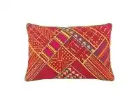 LivingStyles Jaipur Embroidery Cotton Recutangular Cushion Cover - Red offer
