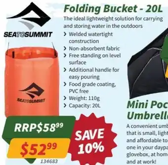 Tentworld Folding Bucket - 20L offer