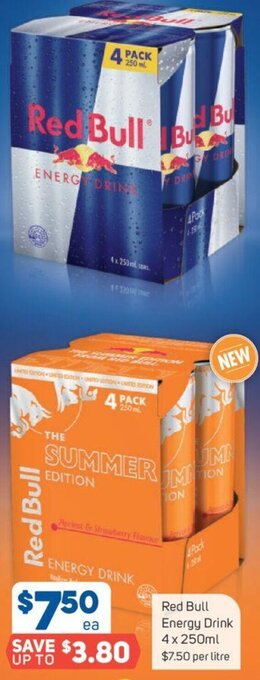 Foodland Red Bull Energy Drink 4 x 250ml offer