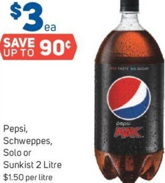 Foodland Pepsi, Schweppes, Solo or Sunkist 2 Litre offer