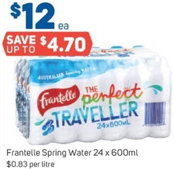 Foodland Frantelle Spring Water 24 x 600ml offer