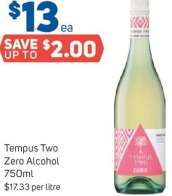 Foodland Tempus Two Zero Alcohol 750ml offer