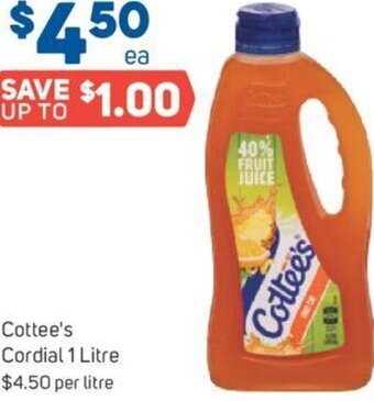 Foodland Cottee's Cordial 1 Litre offer