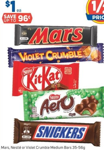Foodland Mars, Nestlé or Violet Crumble Medium Bars 35-56g offer