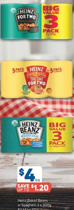 Heinz Baked Beans or Spaghetti 3 x 300g