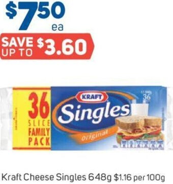 Foodland Kraft Cheese Singles 648g offer