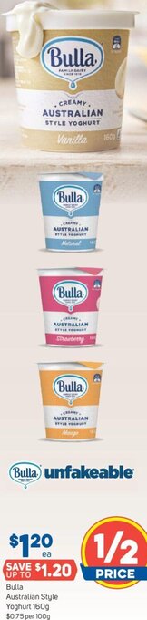Foodland Bulla Australian Style Yoghurt 160g offer