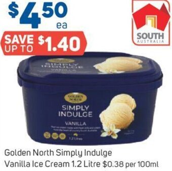 Foodland Golden North Simply Indulge Vanilla Ice Cream 1.2 Litre offer
