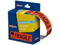 Officeworks Avery Pre Printed Dispenser Labels Fragile 125 Pack offer