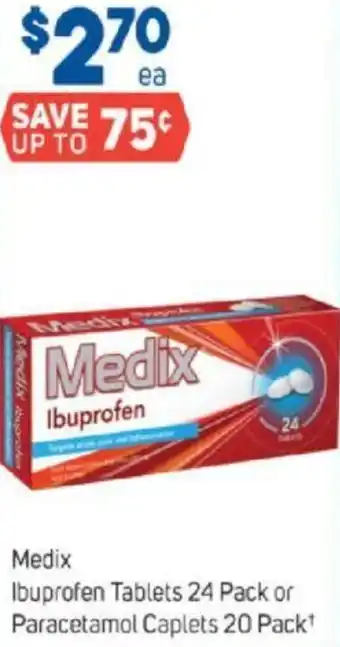 Foodland Medix Ibuprofen Tablets 24 Pack or Paracetamol Caplets 20 Pack offer