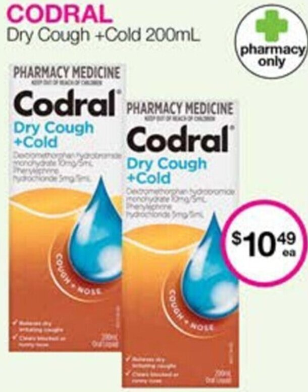 Codral Dry Cough +Cold 200ml offer at Priceline