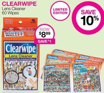 Priceline Clearwipe Lens Cleaner 60 Wipes offer