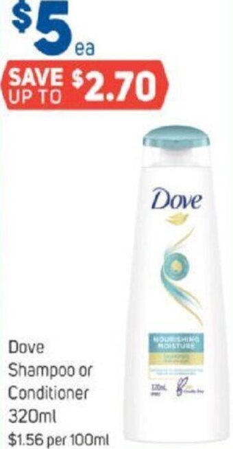Foodland Dove Shampoo or Conditioner 320ml offer