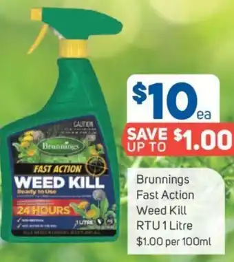 Foodland Brunnings Fast Action Weed Kill RTU 1 Litre offer