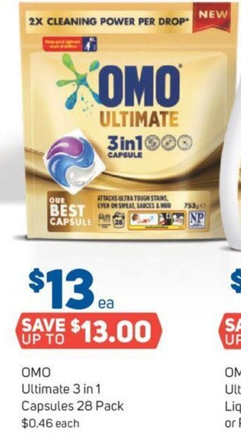 Foodland OMO Ultimate 3 in 1 Capsules 28 Pack offer