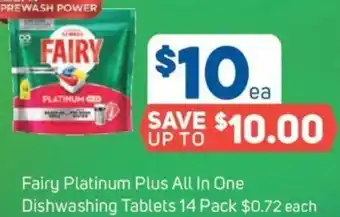 Foodland Fairy Platinum Plus All In One Dishwashing Tablets 14 Pack offer